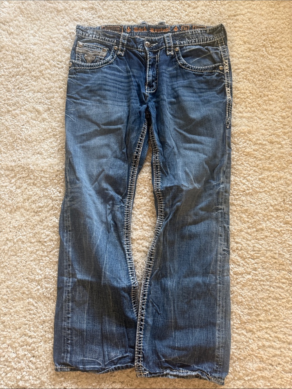 Rock Revival Men's Straight Leg Jeans in Dark Blue Wash